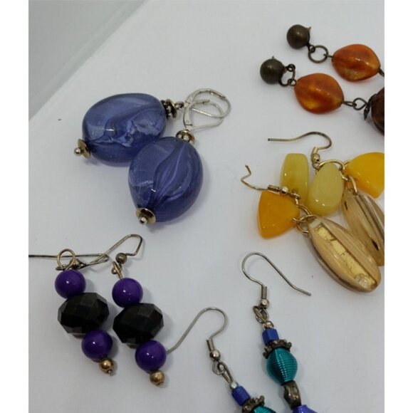 Bundle 7 pairs gemstone glass look acrylic earrings casual to dressy dangle drop - Picture 2 of 3